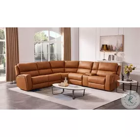 70815M Pumpkin Leather 133" Power Reclining Sectional
