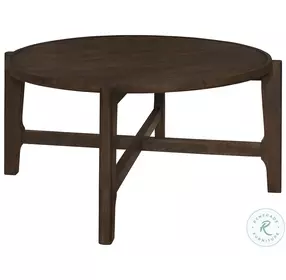 Cota Dark Brown Solid Wood Round Occasional Table Set