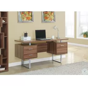 Walnut Hollow-Core/Silver Metal Office Desk