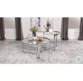 Delia Clear And Chrome 2 Piece Nesting Coffee Table