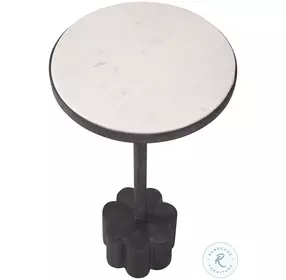 Sprout Brushed Black And White Marble Top Round Accent Table