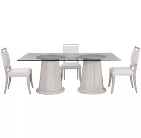 Korey White Wash Mindi 78" Rectangular Glass Top Dining Table