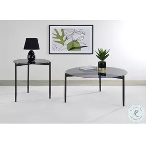 Rosalie Gray And Smoked Glass Top Round End Table