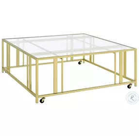Adri Matte Brass And Glass Top Square Occasional Table Set