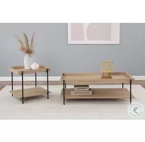 Fallon Natural And Black Rectangular Coffee Table