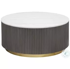 Jason White Marble And Charcoal Round Occasional Table Set