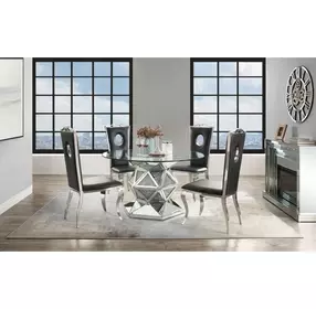 Noralie Clear Round Glass Top Dining Room Set
