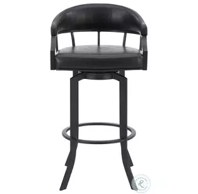 Pharaoh Black Faux Leather And Black Powder Coated 26" Swivel Counter Height Stool