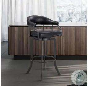 Pharaoh Black Faux Leather And Mineral 30" Swivel Bar Stool
