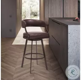 Dione Brown Faux Leather And Auburn Bay 30" Bar Stool