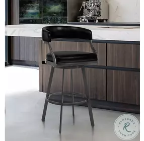 Dione Vintage Black Faux Leather And Mineral 26" Counter Height Stool