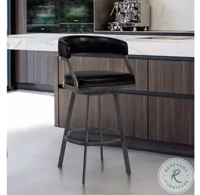 Dione Vintage Black Faux Leather And Mineral 30" Bar Stool