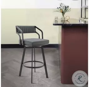 Scranton Slate Gray Faux Leather And Black Swivel Counter Height Stool