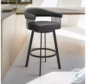 Bronson Black Faux Leather Swivel 26" Counter Height Stool