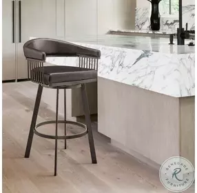 Bronson Chocolate Faux Leather And Java Brown Swivel 26" Counter Height Stool