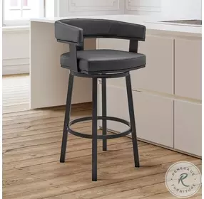 Cohen Black Faux Leather Swivel 30" Bar Stool