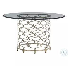 Laurel Canyon Silver Leaf Bollinger Glass Top 54" Round Dining Room Set