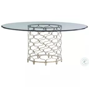 Laurel Canyon Silver Leaf Bollinger Glass Top 72" Round Dining Room Set