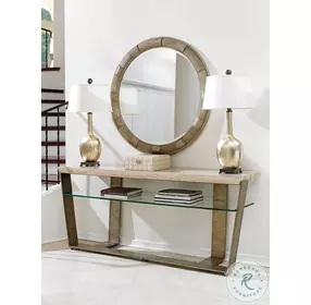 Laurel Canyon Travertine And Burnished Silver Leaf Griffith Park Console Table