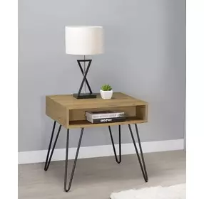 Fanning Golden Oak And Black End Table