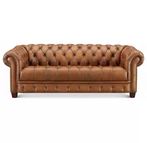 Haworth Saddle Leather Living Room Set with Nailhead Trim