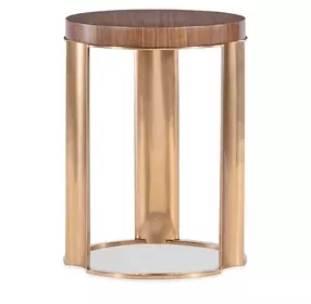 Solara Medium Brown and Gold Round Accent Table