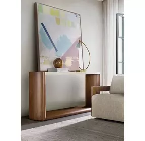 Solara Medium Brown and Beige 74" Marble Top Console Table