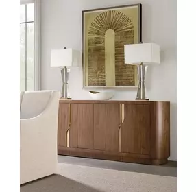 Eleana Medium Brown 4 Door Marble Top Credenza