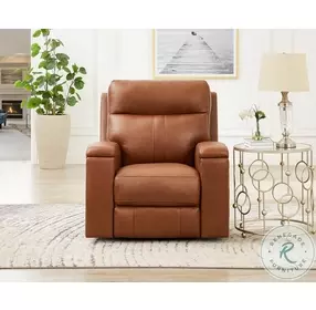 Varden Nutmeg Top Grain Leather Zero Gravity Power Recliner with Power Headrest