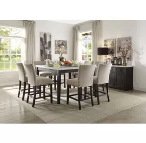 Nolan White and Salvage Dark Oak 54" Square Marble Top Counter Height Table
