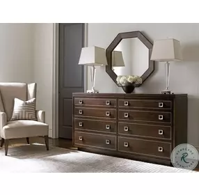 MacArthur Park Rich Mocha Brown Riva Gray Octagonal Mirror