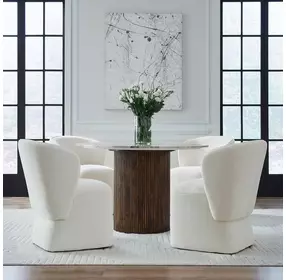 Dining Studio Ivory Upholstered Dining Chair with Casters