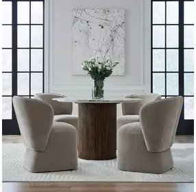 Dining Studio Truffle Upholstered Dining Chair with Casters