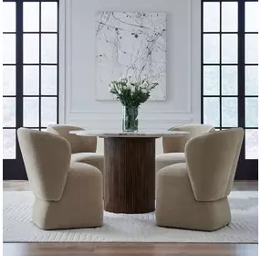 Dining Studio Wicker Upholstered Dining Chair with Casters