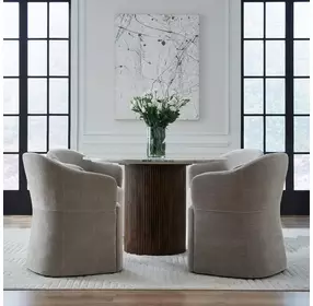 Dining Studio Truffle Upholstered Dining Arm Chair with Casters