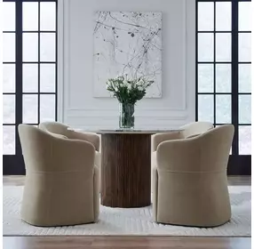 Dining Studio Wicker Upholstered Dining Arm Chair with Casters