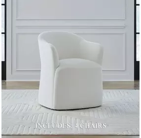 Dining Studio Ivory Upholstered Dining Arm Chair with Casters Set of 4