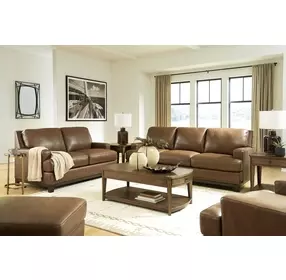 Gambellara Amber Leather Upholstered Accent Chair with Nailhead Trim