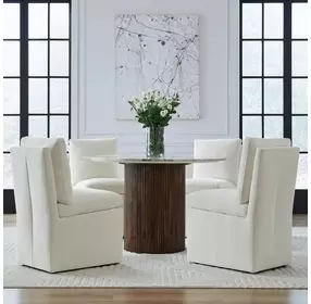 Dining Studio Ivory Upholstered Pillowtop Dining Side Chair with Casters