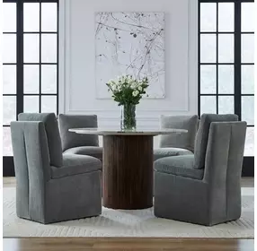 Dining Studio Sapphire Upholstered Pillowtop Dining Side Chair with Casters