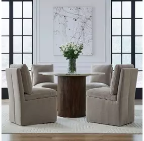 Dining Studio Truffle Upholstered Pillowtop Dining Side Chair with Casters