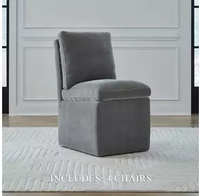 Dining Studio Sapphire Upholstered Pillowtop Dining Side Chair with Casters Set of 4