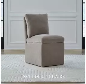 Accent Dining Truffle Upholstered Pillowtop Dining Side Chair with Casters Set of 4
