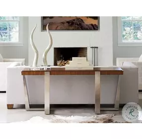 Kitano Dark Umber And Brushed Stainless Steel Langston Console