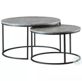Lainey Grey And Gunmetal 2 Piece Nesting Occasional Table Set