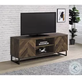 Myles Rustic Oak Herringbone TV Console