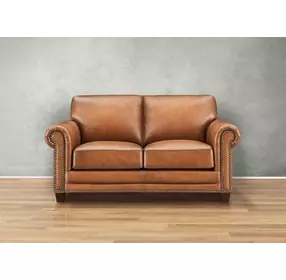 Colwyn Saddle Leather 67" Loveseat with Nailhead Trim
