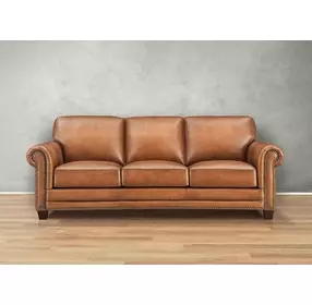 Colwyn Saddle Leather 91" Sofa with Nailhead Trim