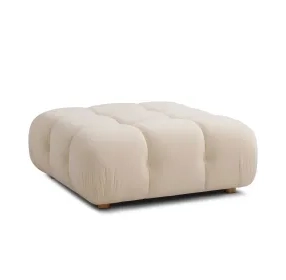 Calliope Off White Performance Velvet Upholstered Square Modular Ottoman