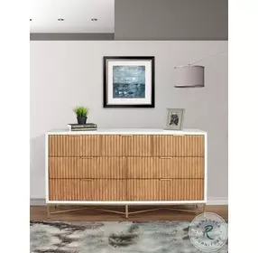 Larsen White And Natural 7 Drawer Dresser